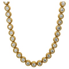  22K Gold Handmade Diamond Bubble Tennis Necklace