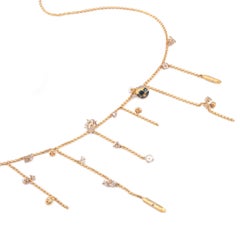 22K Gold Handmade Rose Cut Diamond and Enamel Ball Fringe Necklace by Agaro