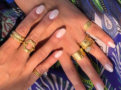 22k Gold Hexagon Textured Ring