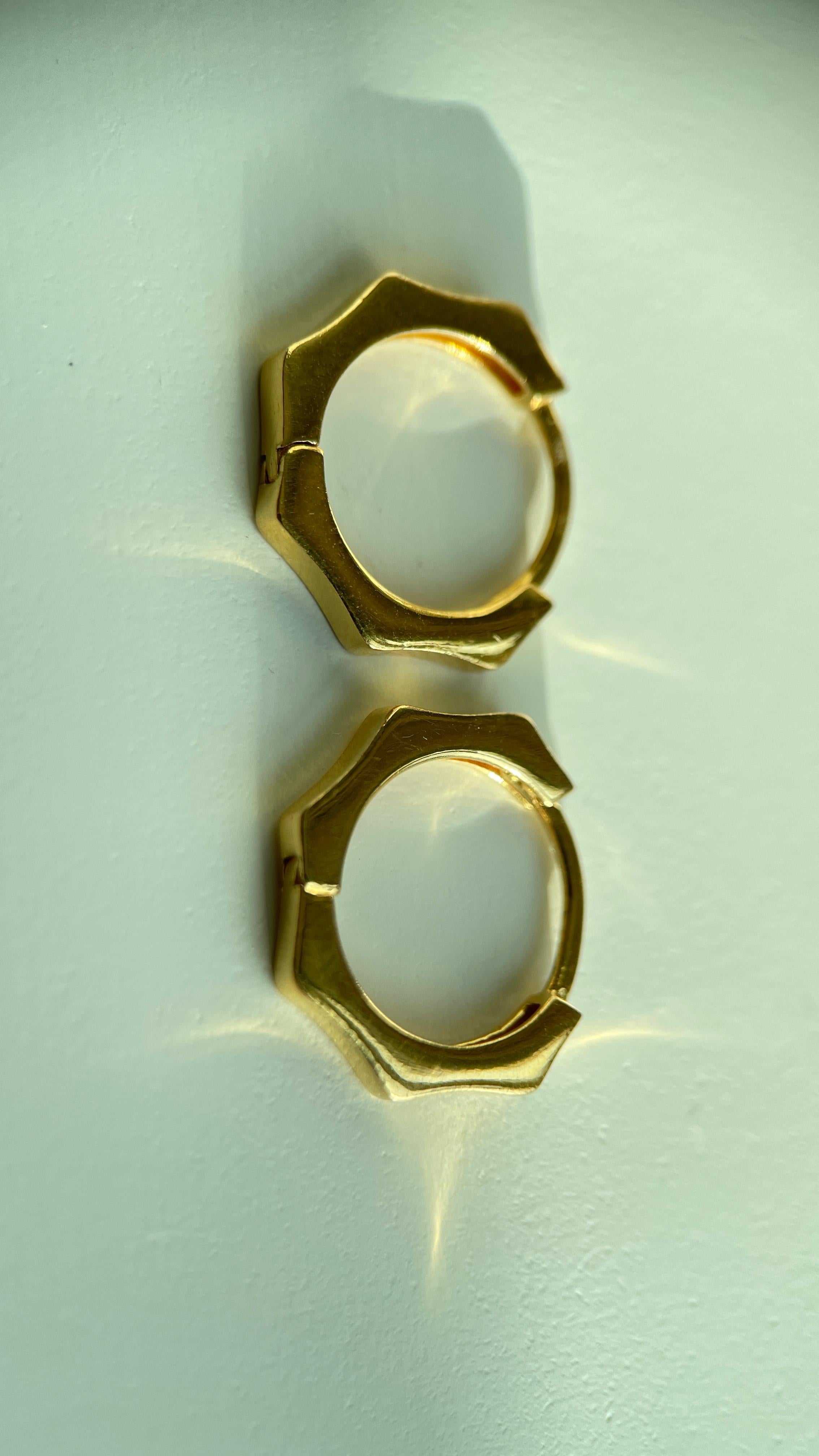 Art déco Créoles en or 22k - Or pur 916 (Taille 10mm) -2.24g en vente