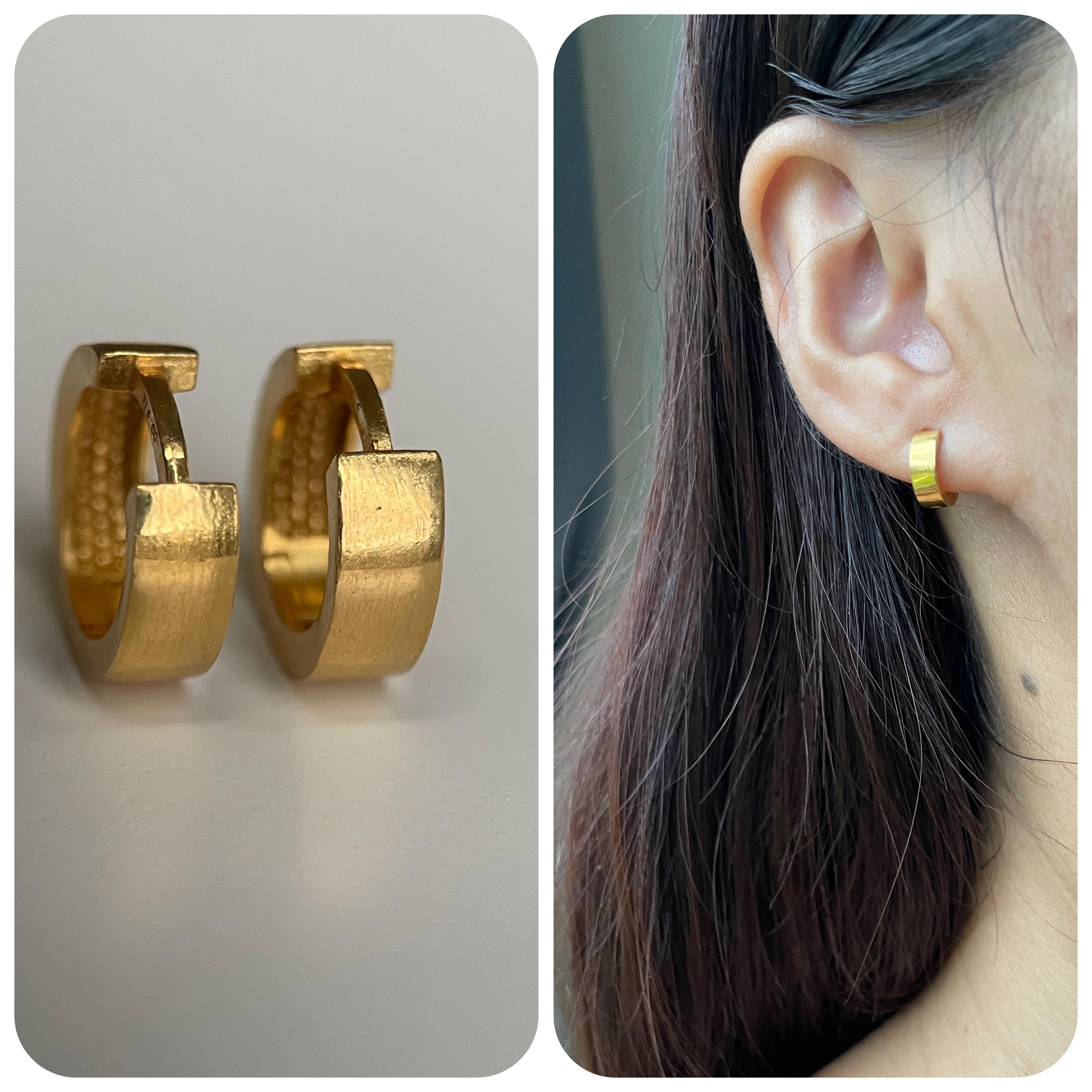 Orecchini a cerchio in oro 22k - Oro puro 916 (misura 10 mm) Cerchio in oro 916/oro puro 2,33g in vendita 1