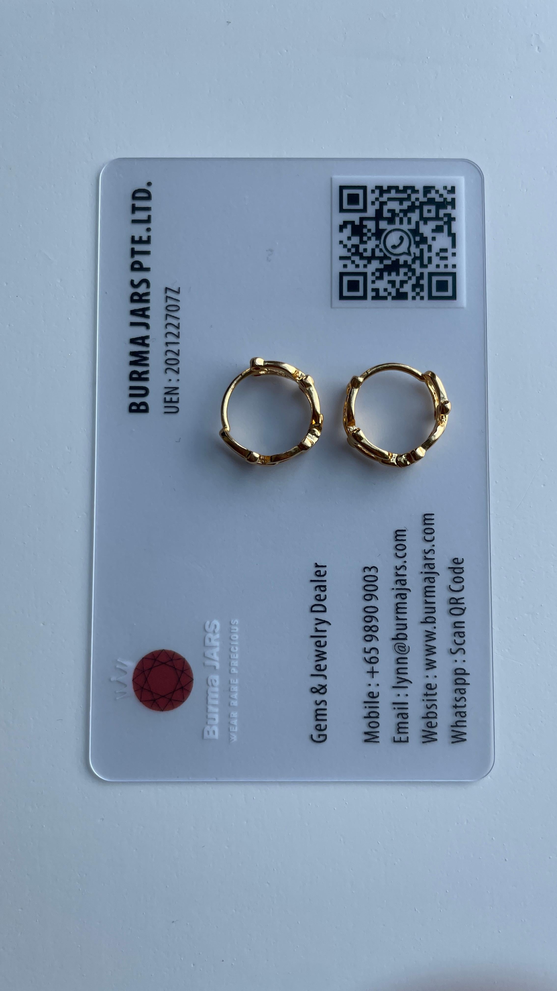 Orecchini a cerchio in oro 22k - Oro puro 916 (misura 11mm) Cerchio in oro 916/oro puro-3,15g In condizioni Nuovo in vendita a Singapore, SG