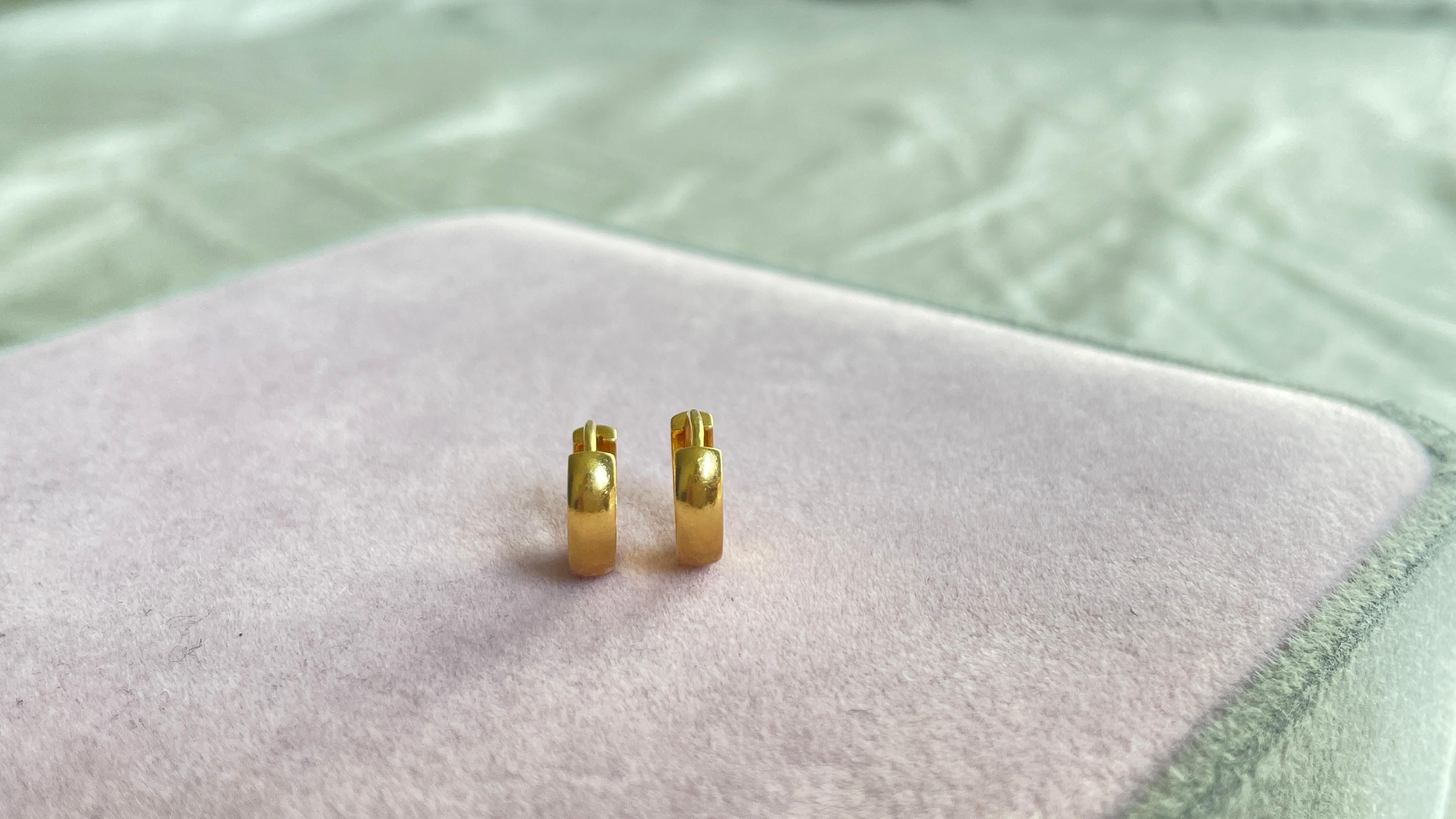 Art Déco Orecchini a cerchio in oro 22k - Oro puro 916 (misura 8 mm) -2,56G in vendita