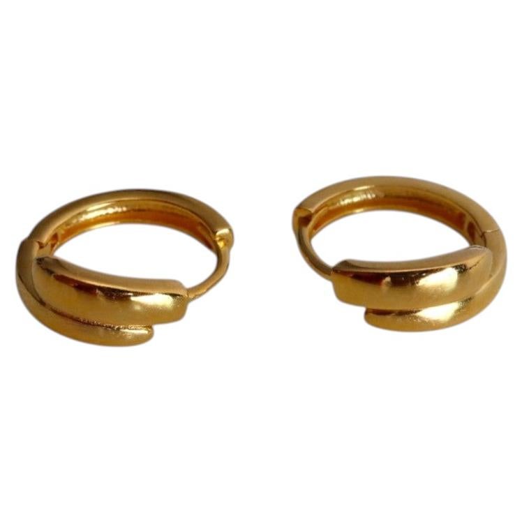 22k Gold Hoop Earrings - 916 Pure Gold(Size 1mm) 916 gold hoop/pure gold (2.33g)