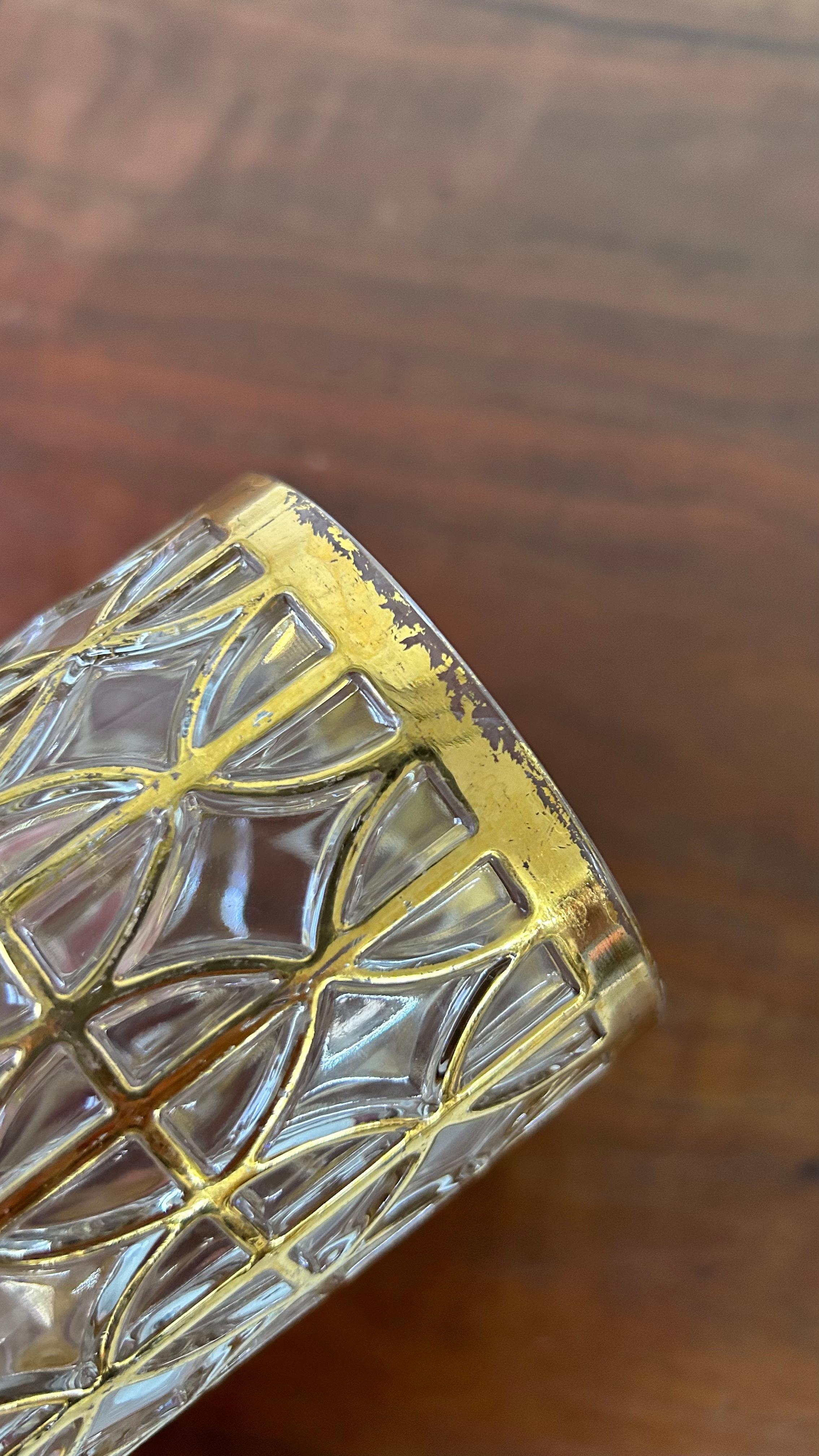 22k Gold Imperial Shoji Glassware Barware set of 16 1960s Hollywood Regency For Sale 7