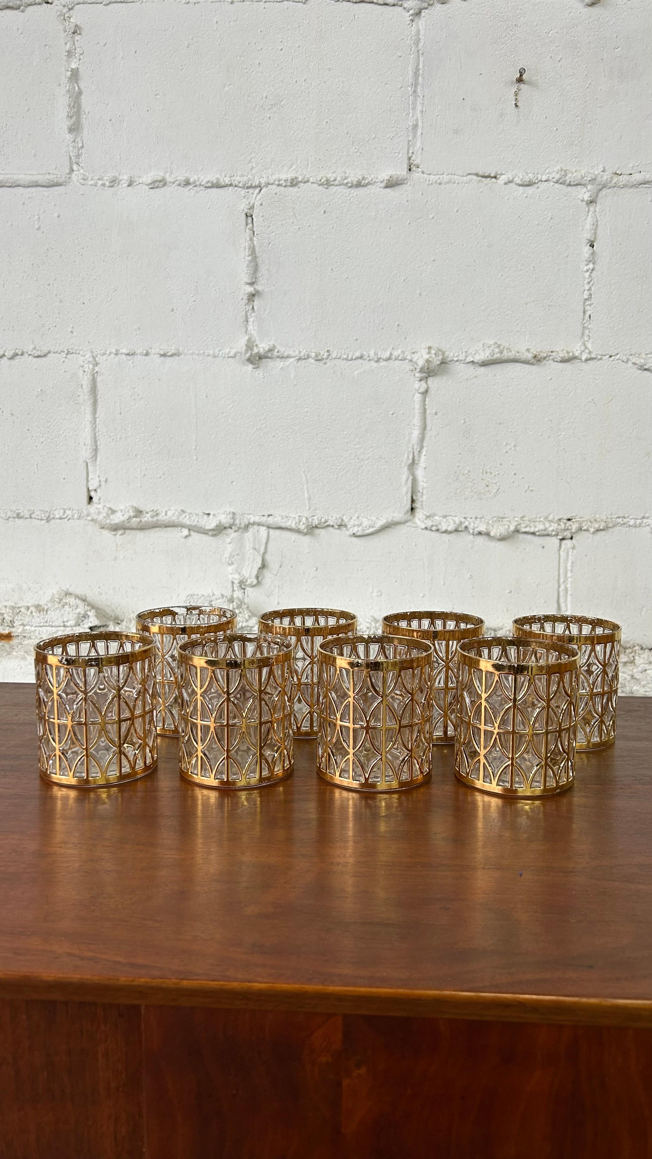 22k Gold Imperial Shoji Glassware Barware set of 16 1960s Hollywood Regency 2