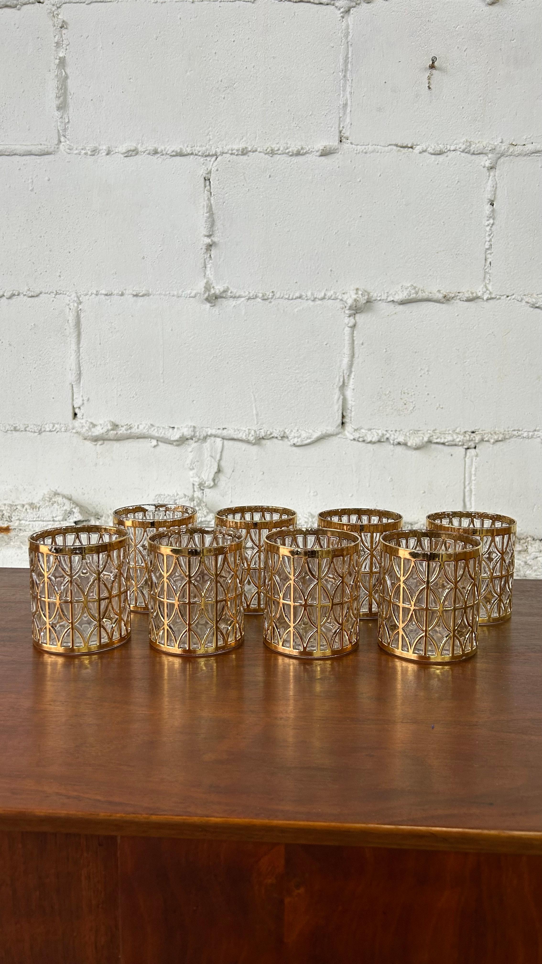 Ensemble de 16 verres Shoji impérial en or 22 carats des années 1960, Hollywood Regency en vente 1