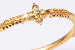 22K Gold Indian Bangle with Faceted Emeralds