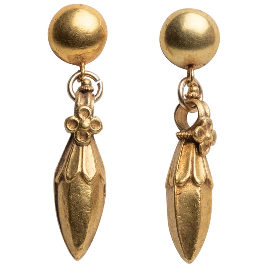 22K Gold Indian Drop Earrings