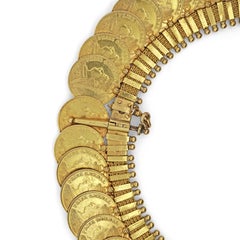 22K Gold Indian Victorian-Style Prize Medal Gold Coin Collar 16-Inch Necklace