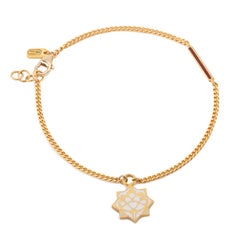 22K Gold Initial 'A' Orange Floral Enamel Star Charm Bracelet Handmade by Agaro