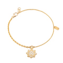 22K Gold Initial 'R' Floral Enamel Star Charm Bracelet Handmade by Agaro
