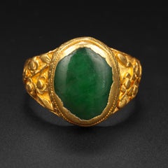 22K Gold & Jade Antique Ring Certified Untreated