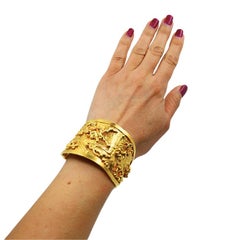 22k Gold Jean Mahie Wide Cuff Bracelet