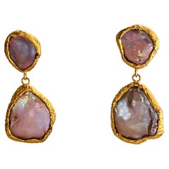 22k Gold Kashi Pearl Teardrop Earrings, by Tagili