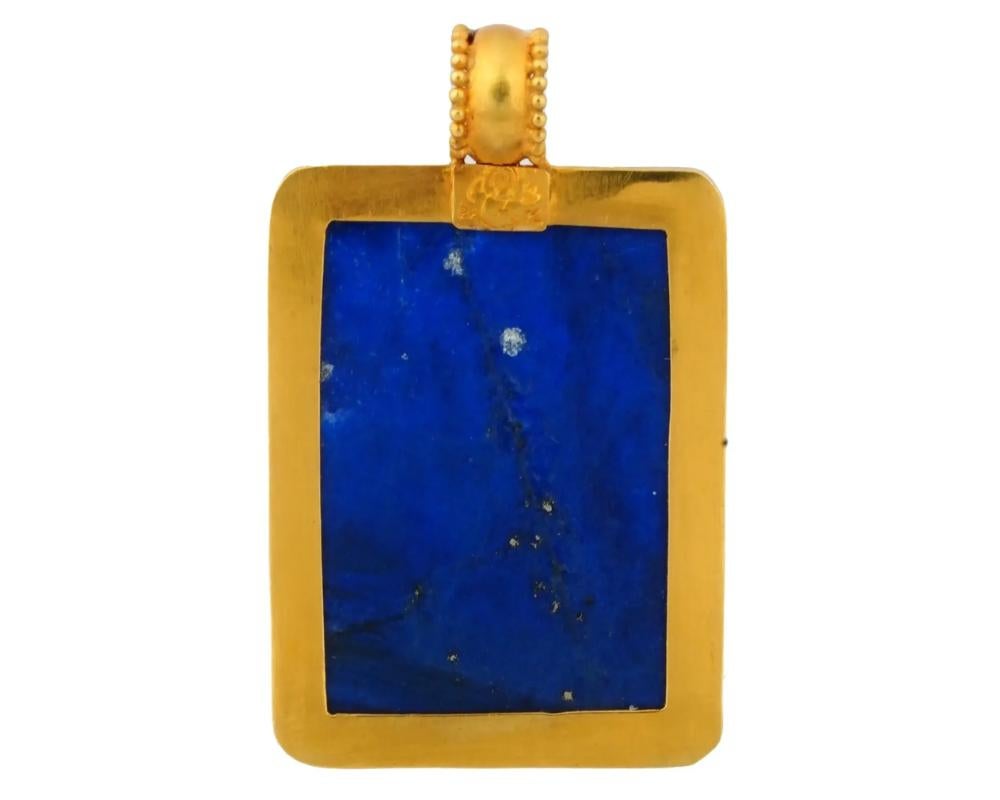 Egyptian Revival 22K Gold Lapis Lazuli Ancient Egyptian Faience Figurine For Sale
