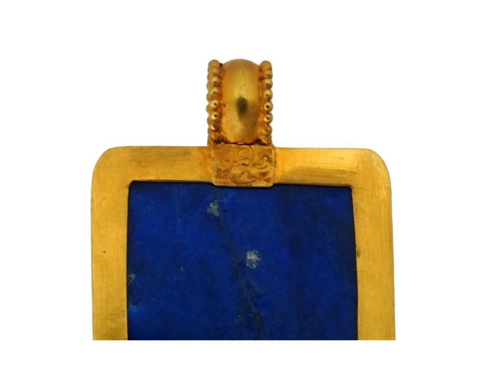 Women's or Men's 22K Gold Lapis Lazuli Ancient Egyptian Faience Figurine For Sale