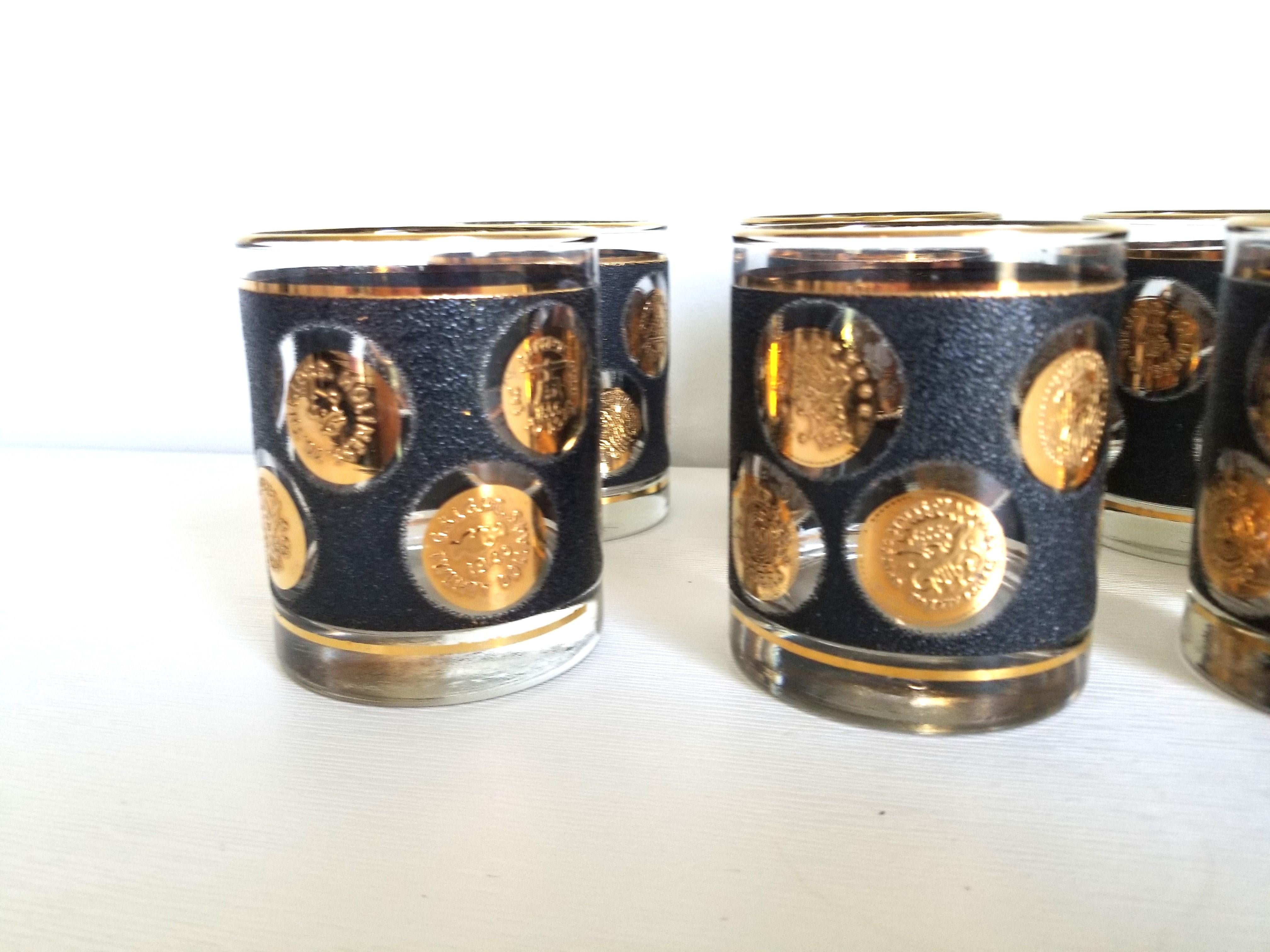 Verre double à l'ancienne Libbey en or 22K Barware 1960s Mid Century en vente 5