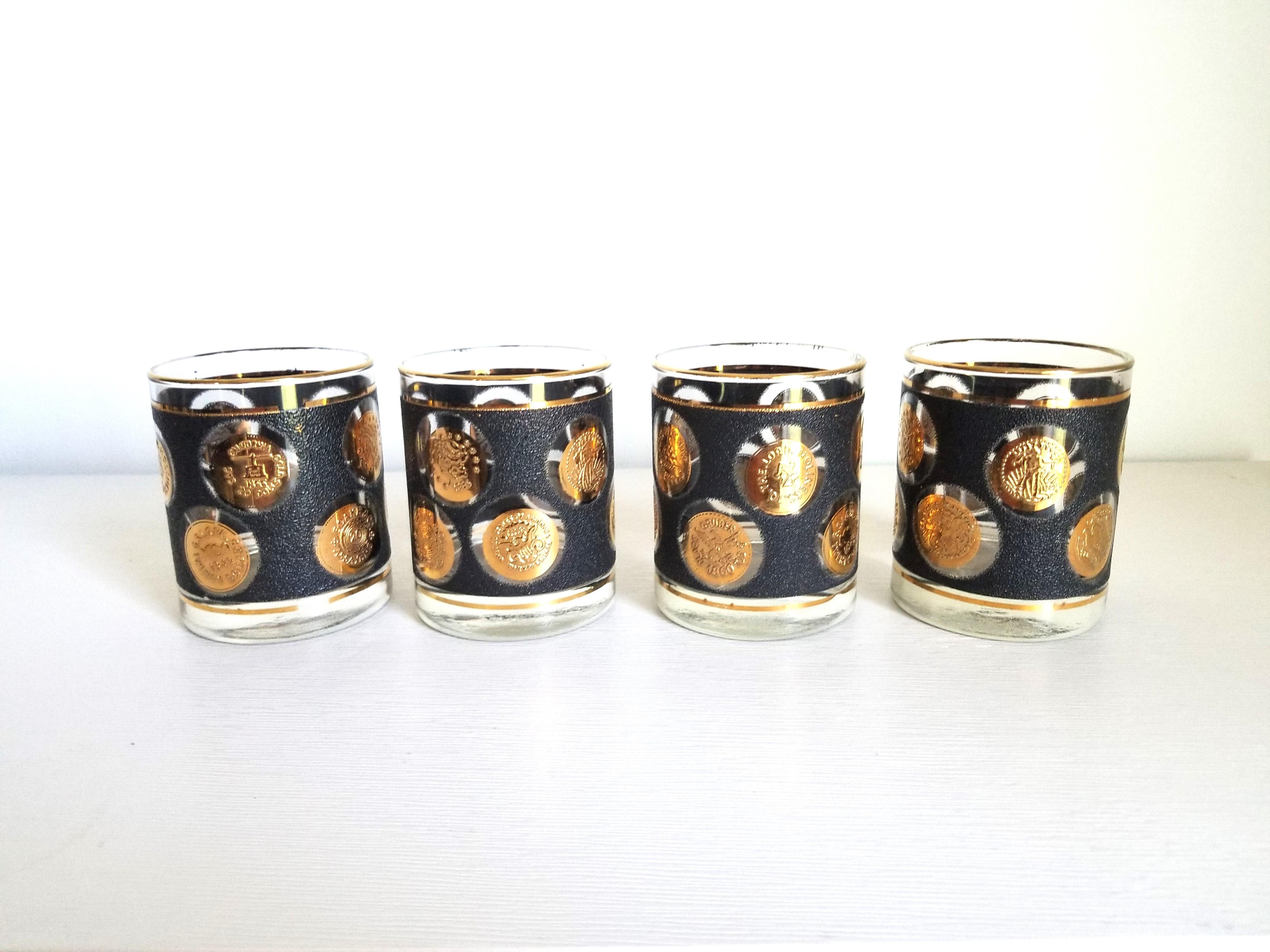 Verre double à l'ancienne Libbey en or 22K Barware 1960s Mid Century en vente 6