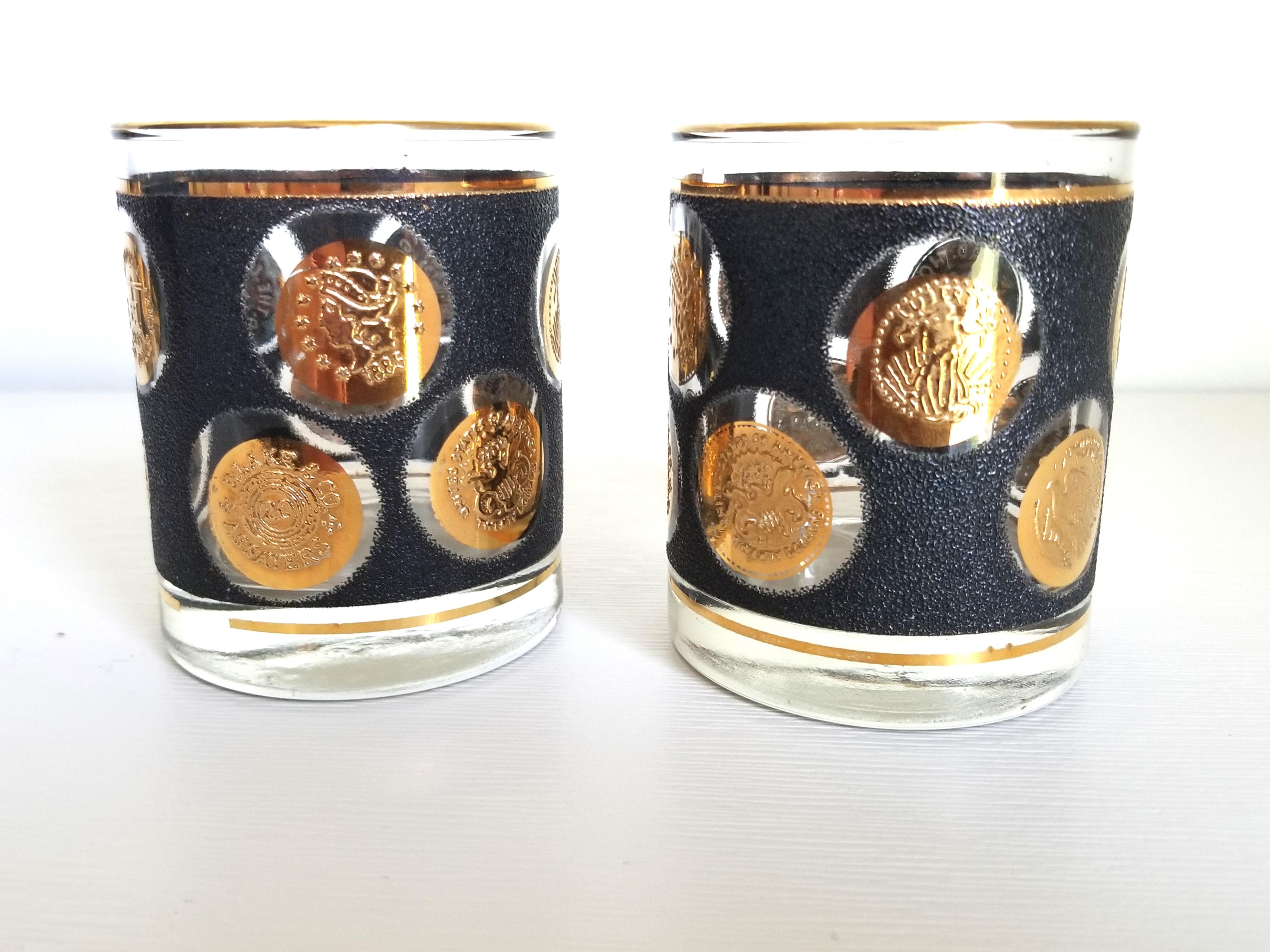 Verre double à l'ancienne Libbey en or 22K Barware 1960s Mid Century en vente 8