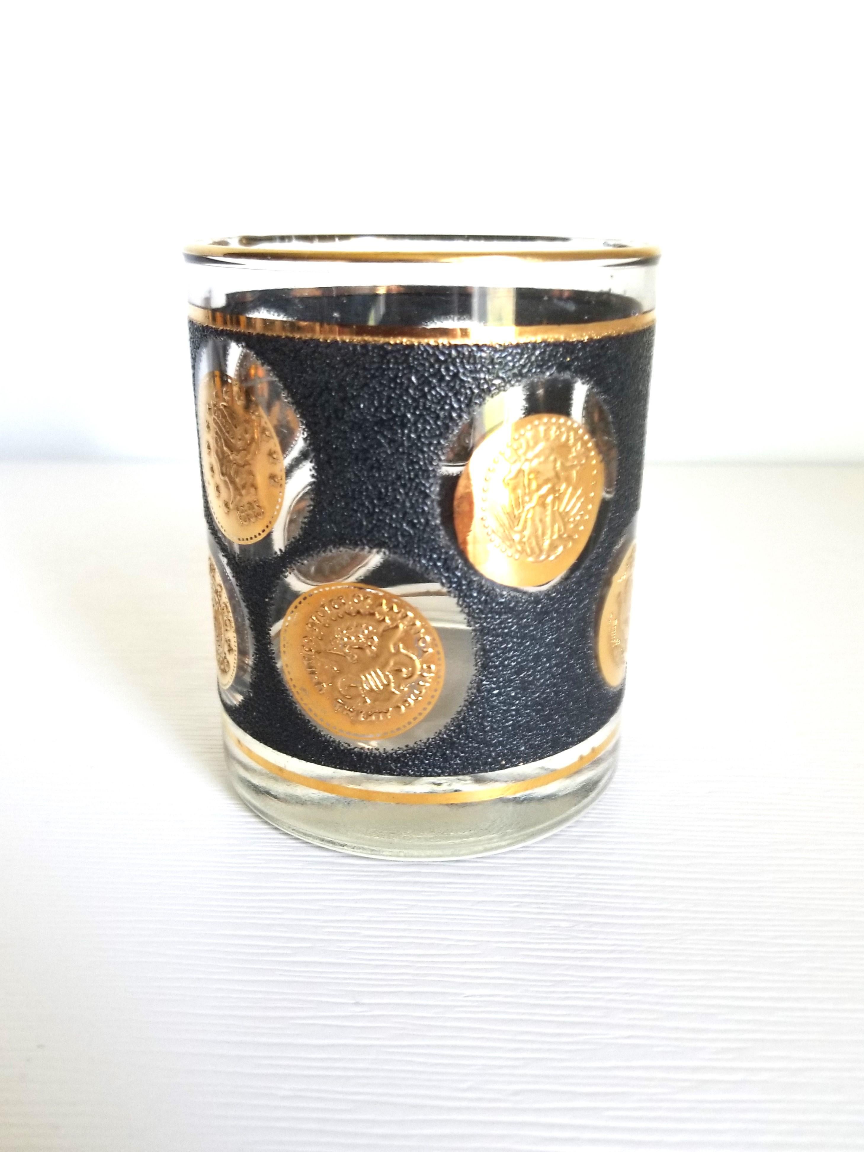 Verre double à l'ancienne Libbey en or 22K Barware 1960s Mid Century en vente 9