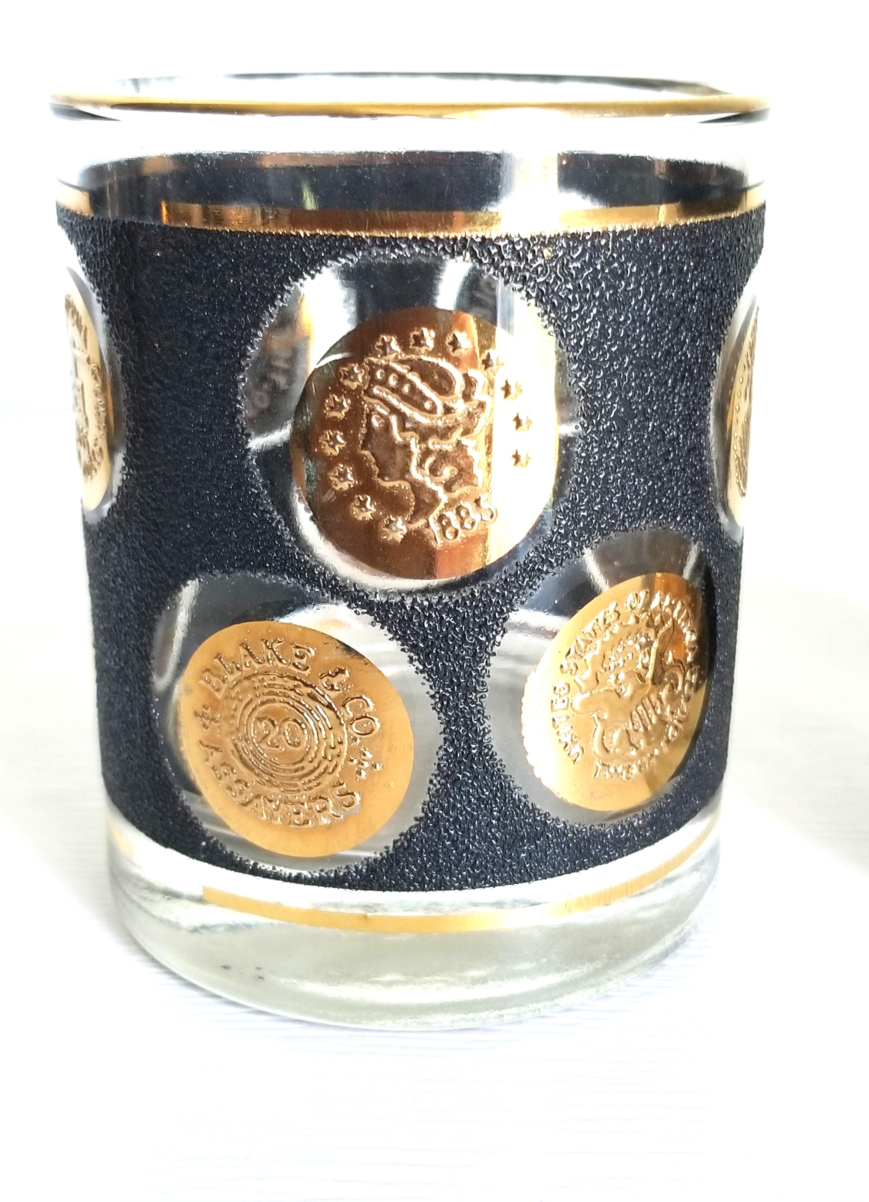 Verre double à l'ancienne Libbey en or 22K Barware 1960s Mid Century en vente 11