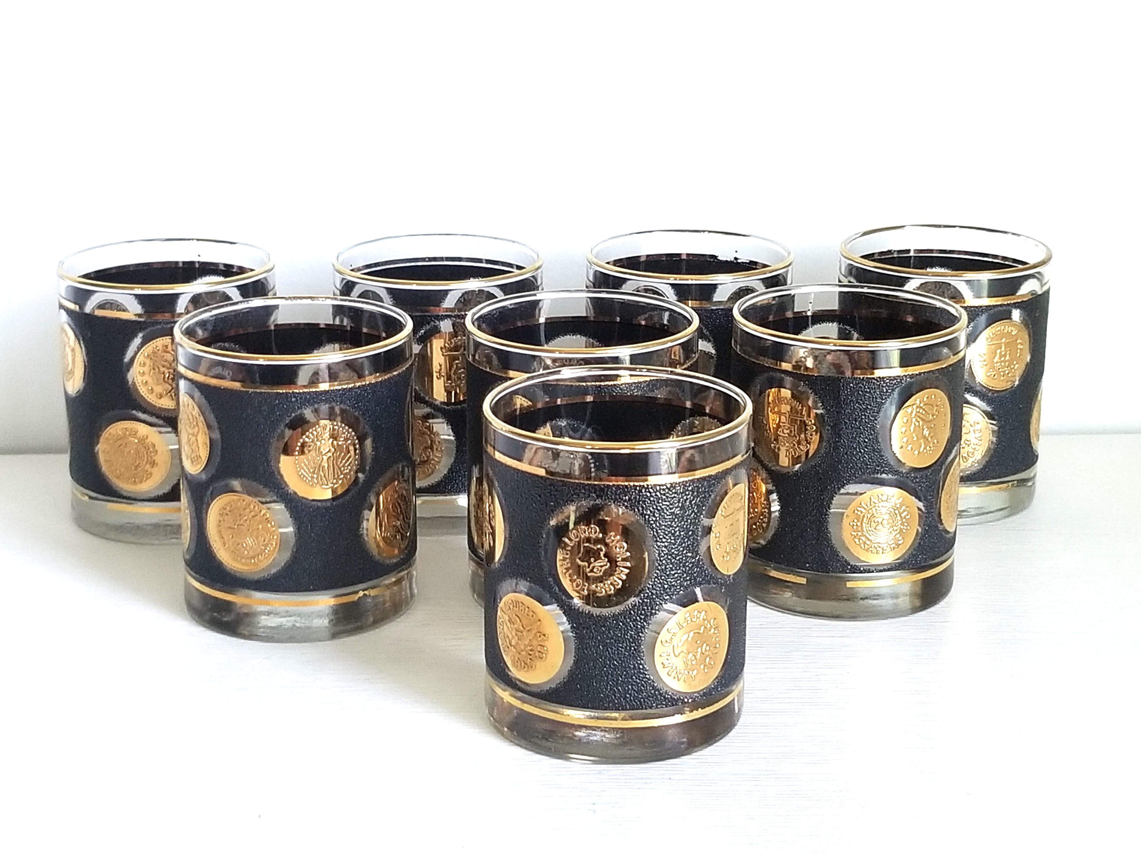 Verre double à l'ancienne Libbey en or 22K Barware 1960s Mid Century en vente 13