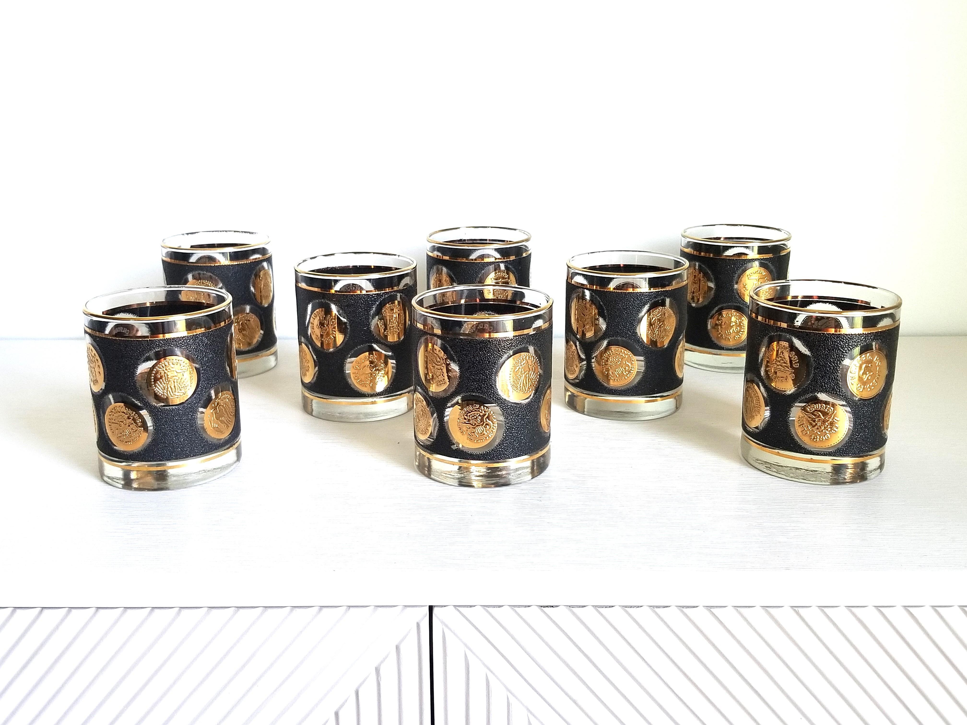 Verre double à l'ancienne Libbey en or 22K Barware 1960s Mid Century en vente 2