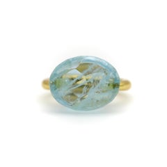 22K Gold Marie-Hélène de Taillac Milky Aquamarine Cabochon Ring