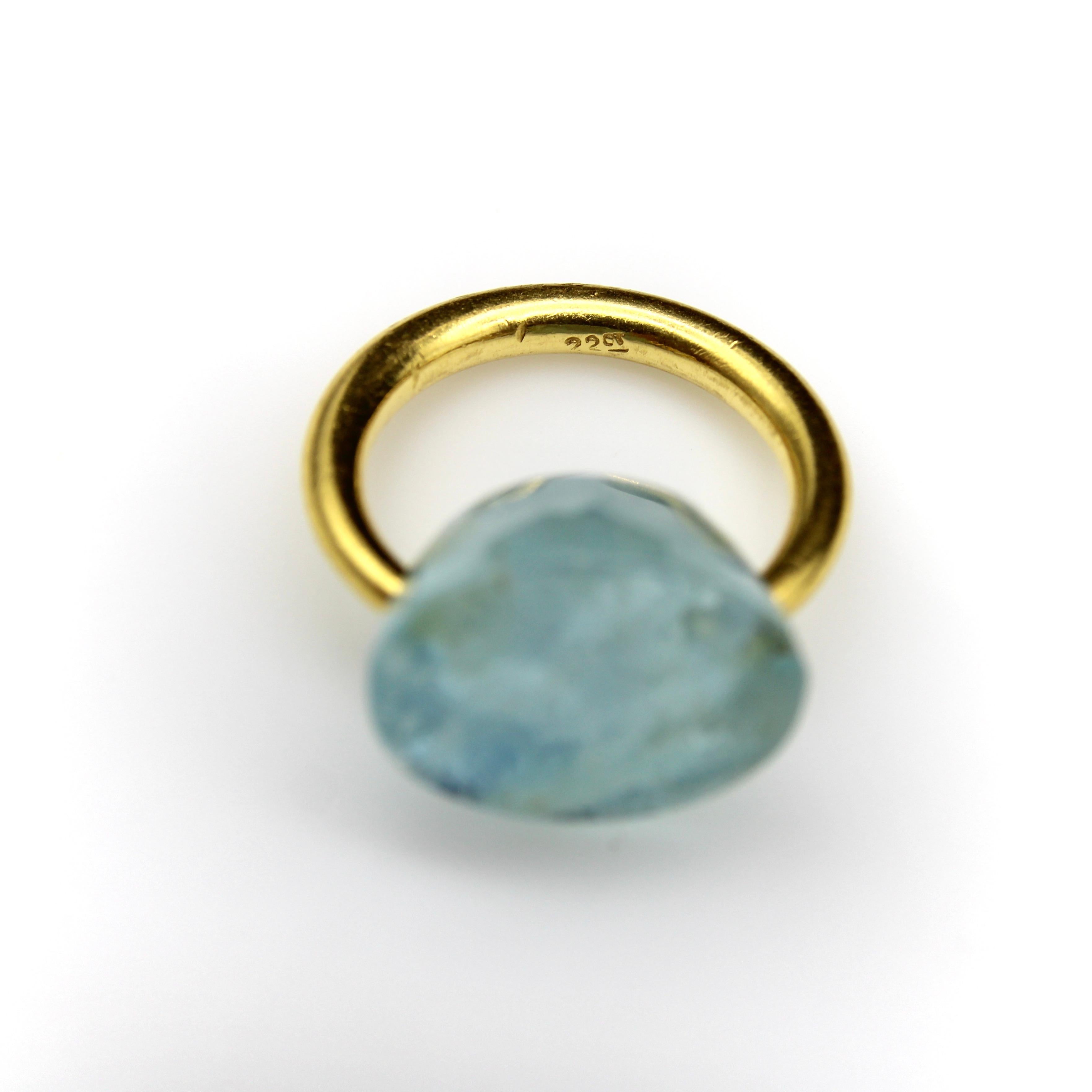 22K Gold Marie-Hélène de Taillac Milky Aquamarine Cabochon Ring For Sale 4