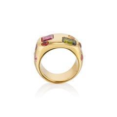 22K Gold Mosaic Signet with Semi Precious Faceted Stones by Chee Lee New York