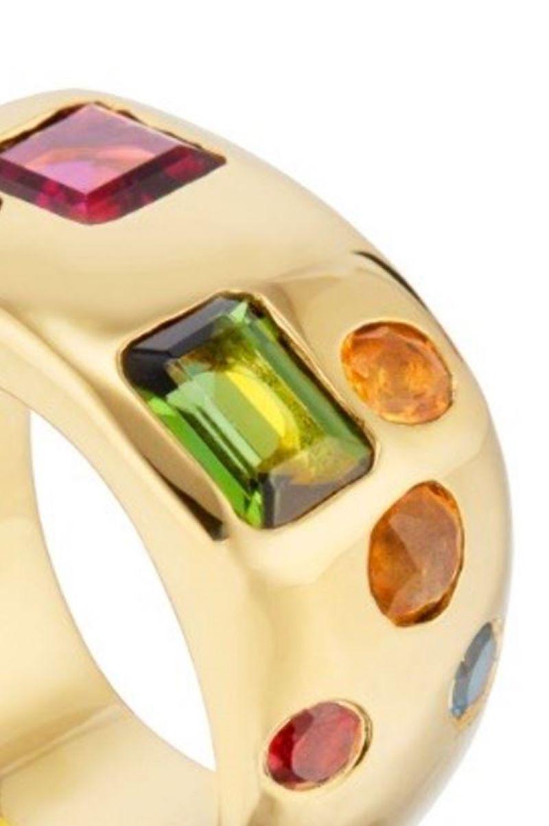 Artisan 22K Gold Mosaic Signet with Semi Precious Faceted Stones by Chee Lee New York