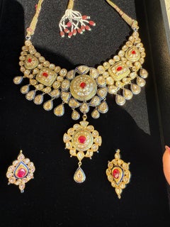 22k Gold Mughal Diamond Necklace, 212 gm Total Weight Great Deal, Jadau Handmade