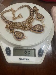 22k Gold Mughal Diamond Necklace, 212 gm Total Weight Great Deal, Mughal jewelry