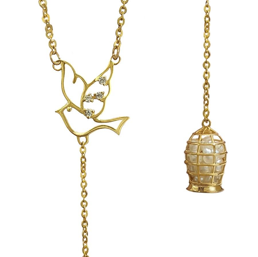 Artisan Collier en or 22 carats avec perles du Bahrain certifiées et diamants naturels en vente