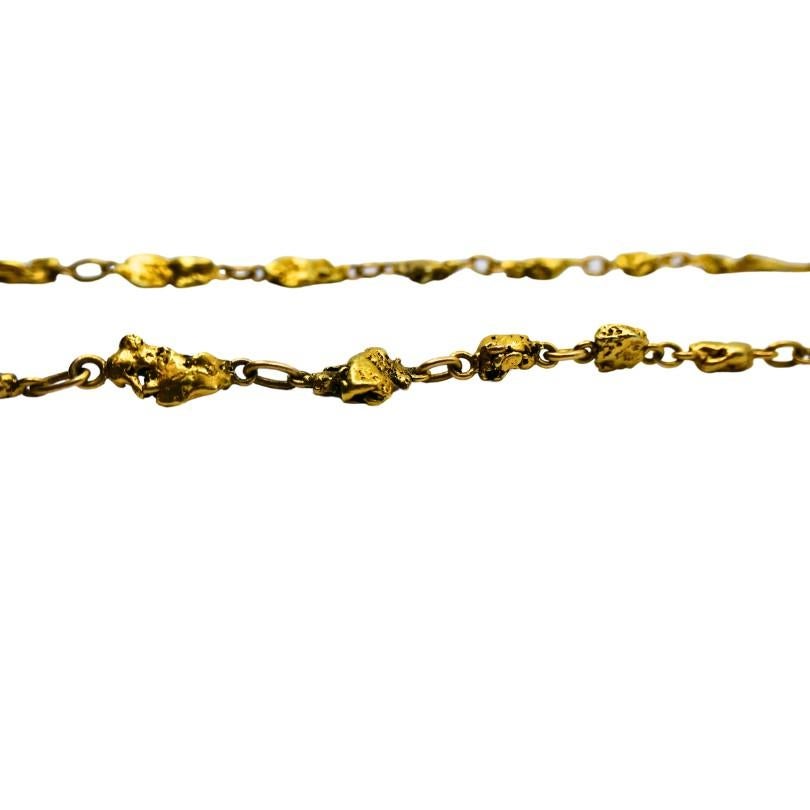 22k Gold Nugget Bar Necklace & 14k Gold Toggle Clasp For Sale 1