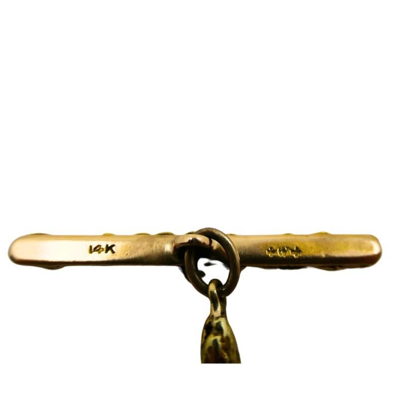 22k Gold Nugget Bar Necklace & 14k Gold Toggle Clasp For Sale 3