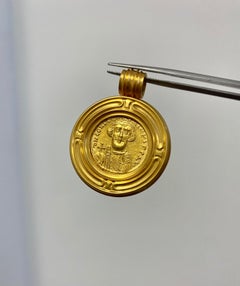 22k Gold Original Byzantine Coin Pendant, Antique Constantinople II Coin Pendant