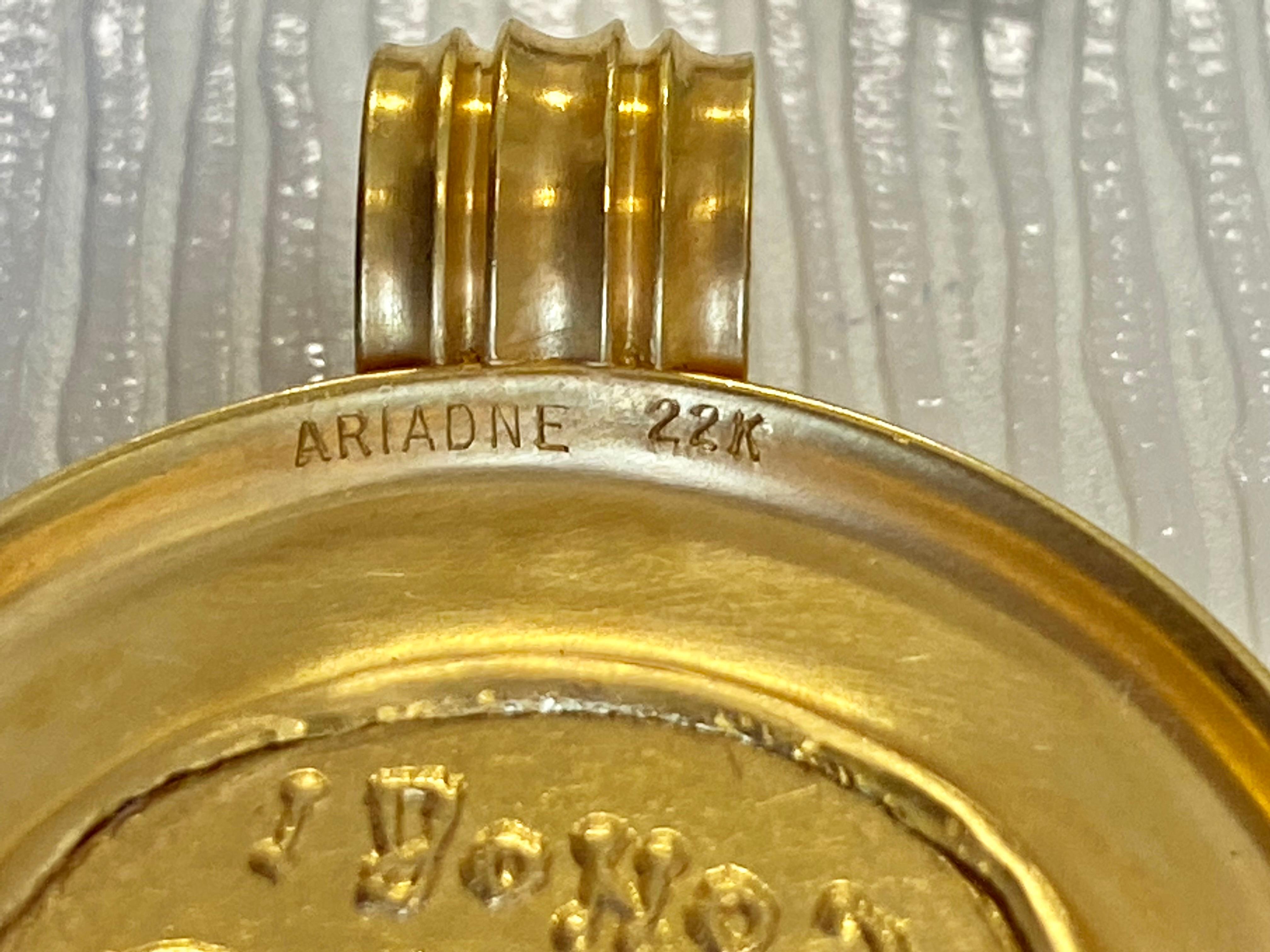 Pendentif en or 22 carats avec pièce de monnaie byzantine d'origine, pendentif ancien pièce de monnaie Constantinople II Bon état - En vente à Miami, FL