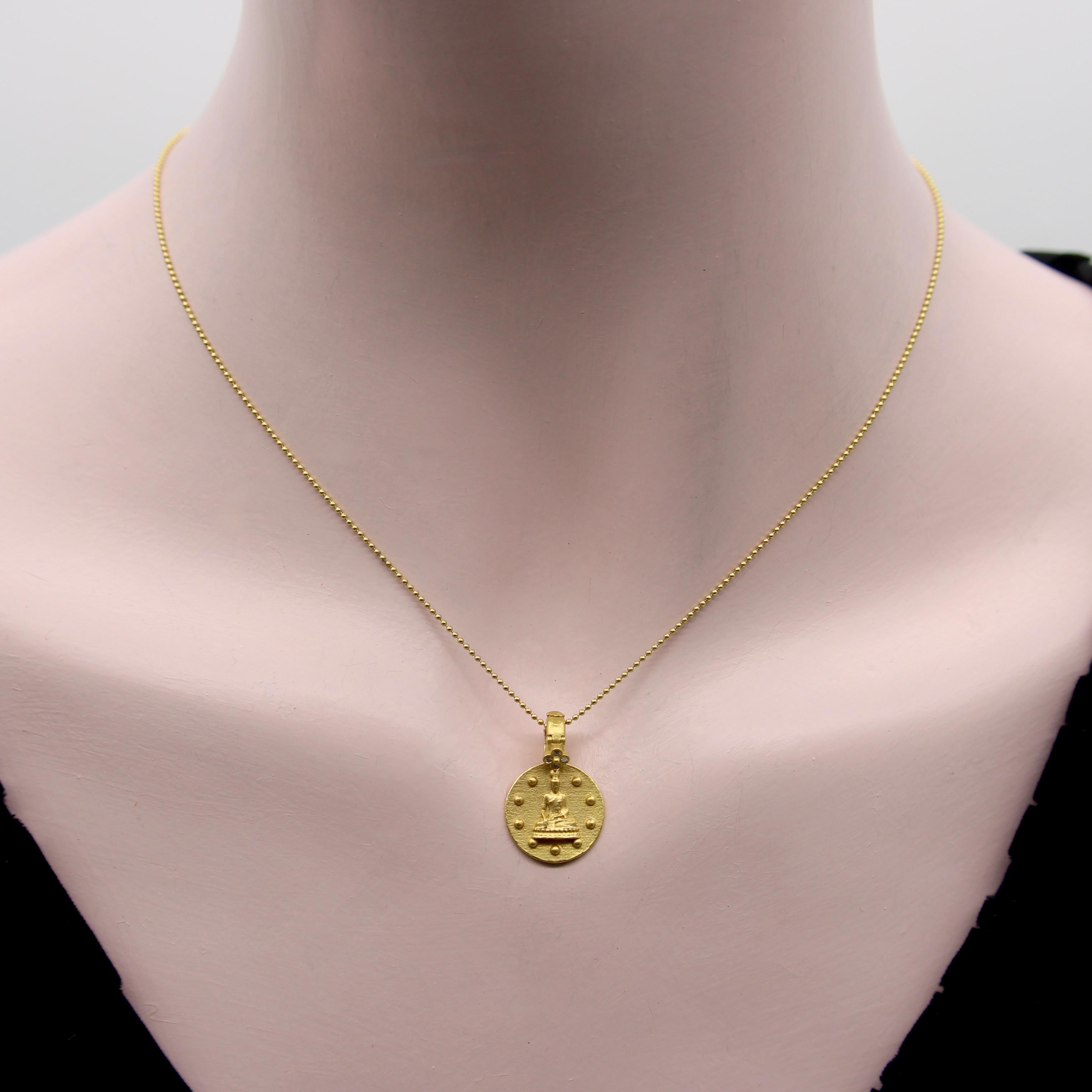 Pendentif Bouddha Orly Marcel en or 22 carats avec clou de fleur en diamants en vente 4
