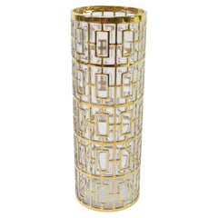 22K Gold Overlay Imperial Glass Shoji Glass Vase, Cocktail Mixer Barware