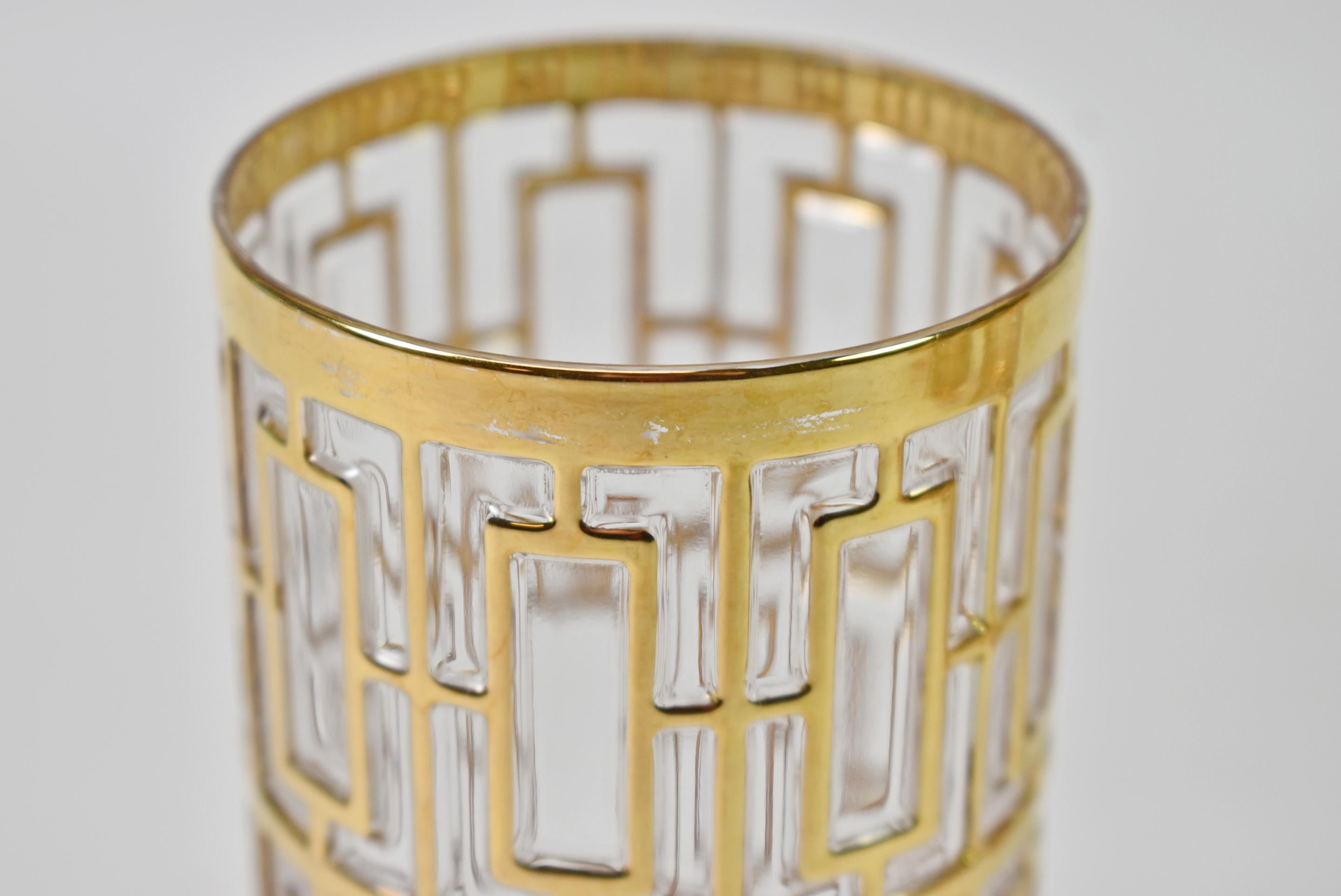 Verres de bar Shoji Highball/Tall en verre impérial recouverts d'or 22 carats en vente 2