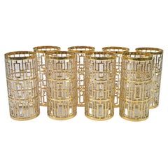 Retro 22K Gold Overlay Imperial Glass Shoji Highball/Tall Barware Glasses