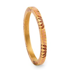 22K Gold Red and Pink Enamel Lotus Infinity Band Ring Handmade by Agaro Jewels