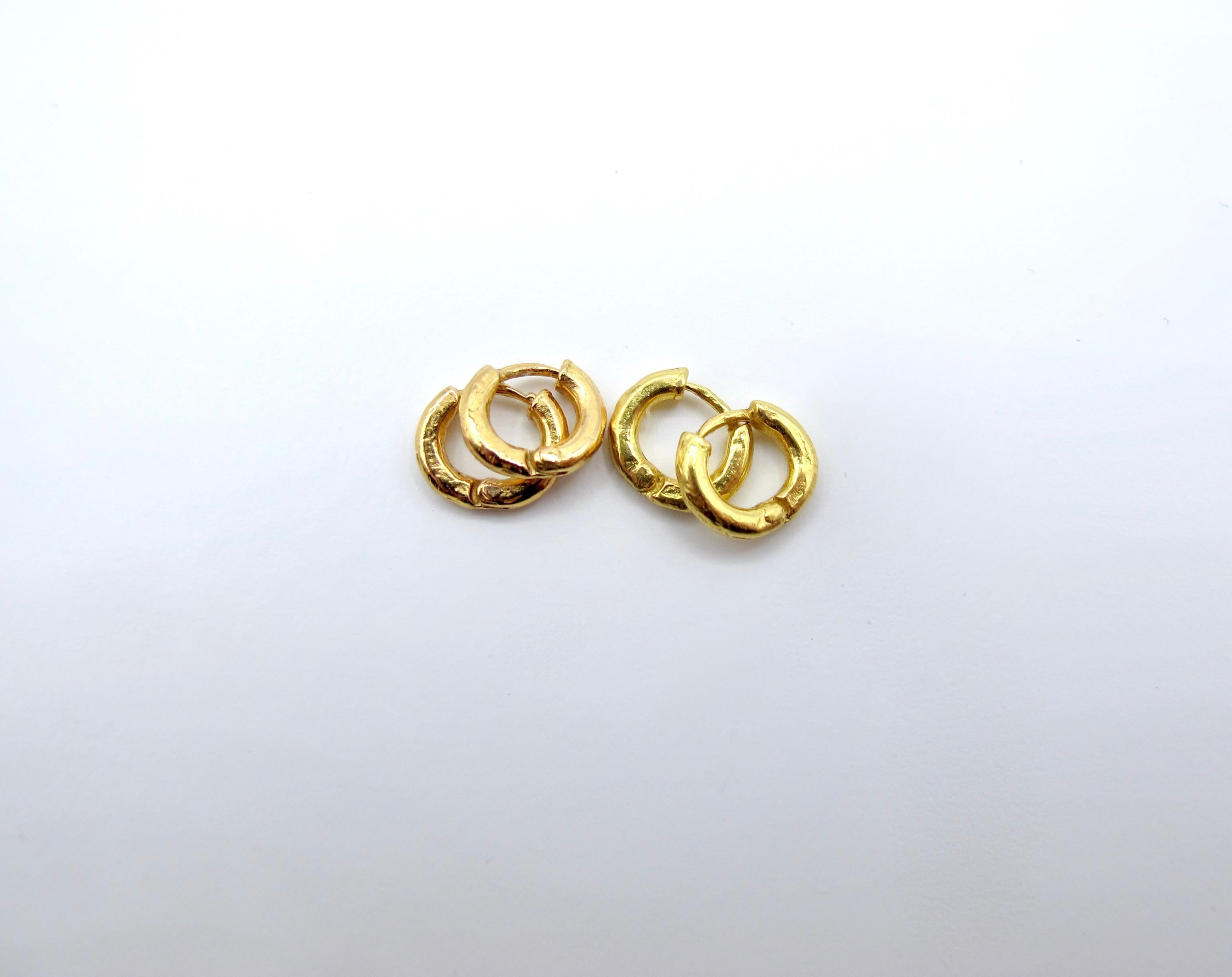Women's or Men's 22k Gold RIMA JEWELS Small Hoops For Sale