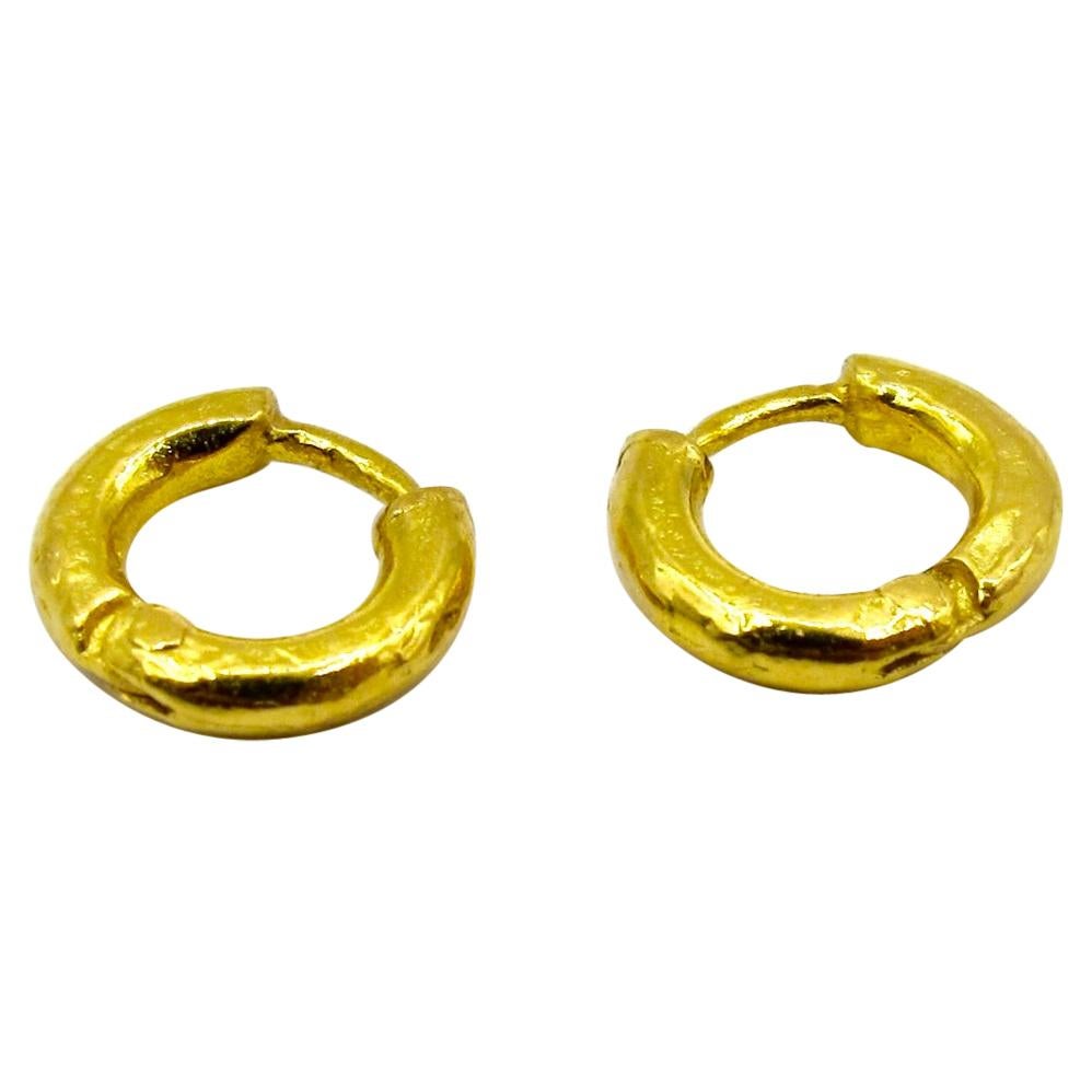22k Gold RIMA JEWELS Small Hoops For Sale