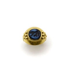 22K Gold Ring with Ancient Greek Intaglio of Mother Lion and Cub