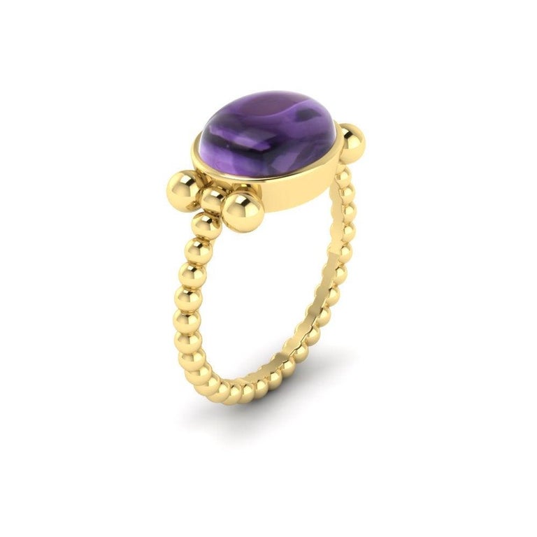 For Sale:  22k Gold Ring with Cabochon Stone by Romae Jewelry Inspired by Ancient Designs 5