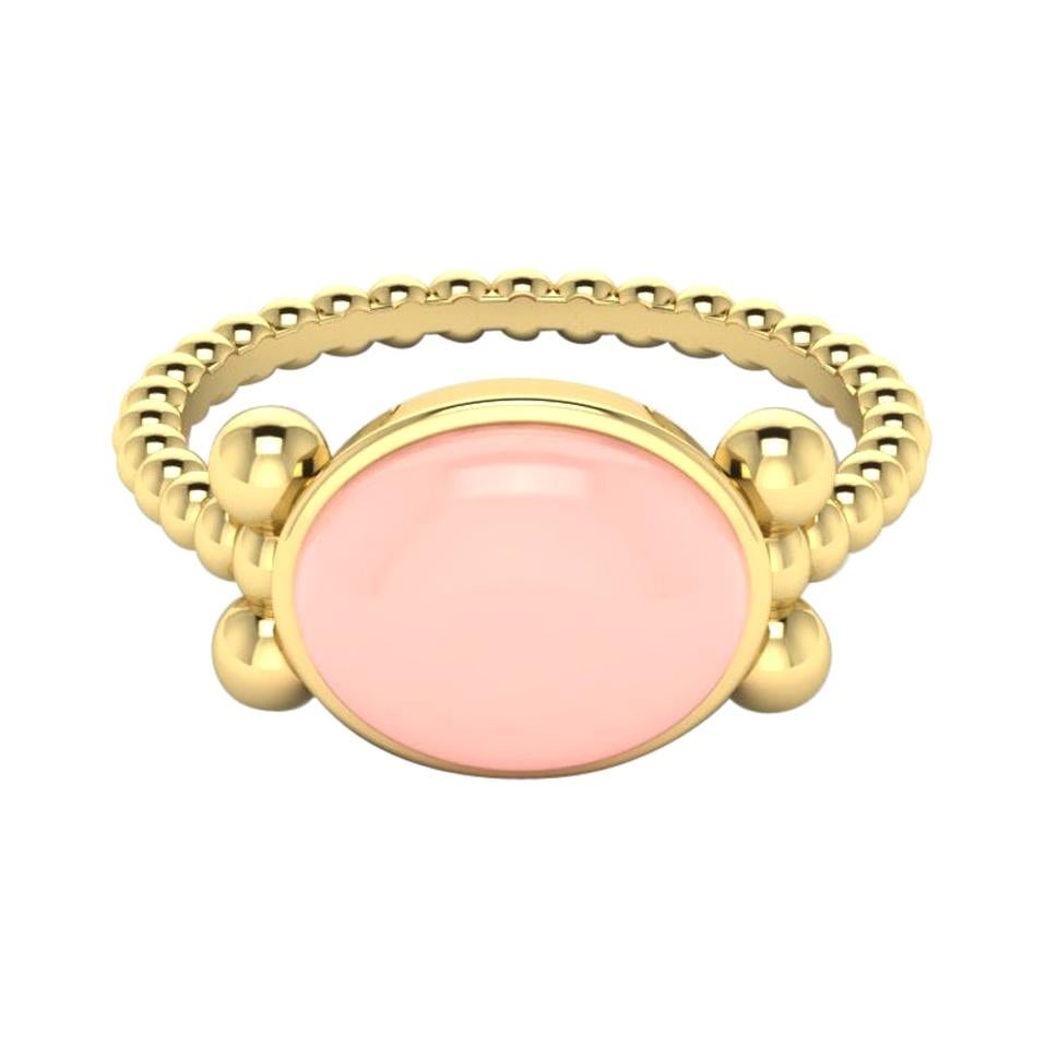 22k Gold Ring with Cabochon Stone by Romae Jewelry Inspired by Ancient Designs