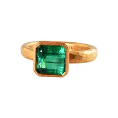 22 Karat Gold Ring with Emerald Cut Emerald 2.50 Carat